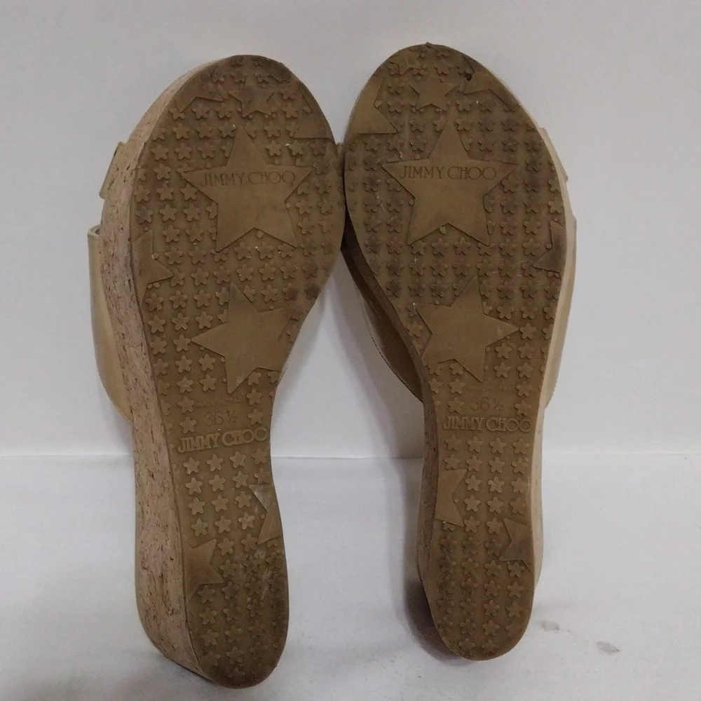 Jimmy Choo Prima Cork Wedge Platform Sandals 36.5 / 5.5 Designer Luxury Shoes